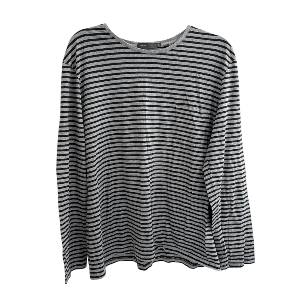 Vince Striped Top XXL Charcoal Light Gray Casual Shirt